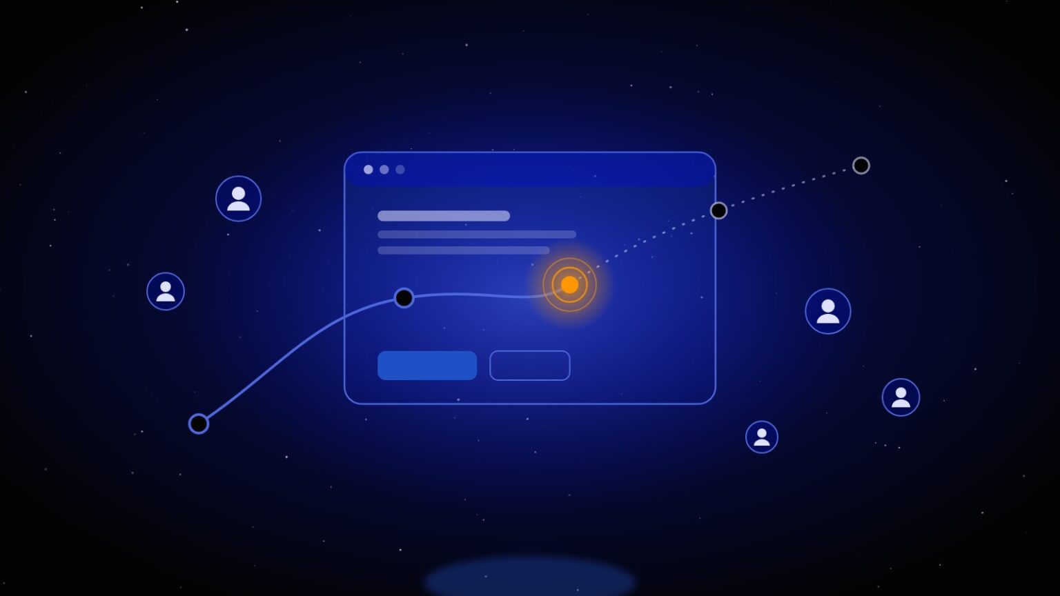 Usability testing illustration showing five users and a highlighted friction point in an MVP user journey